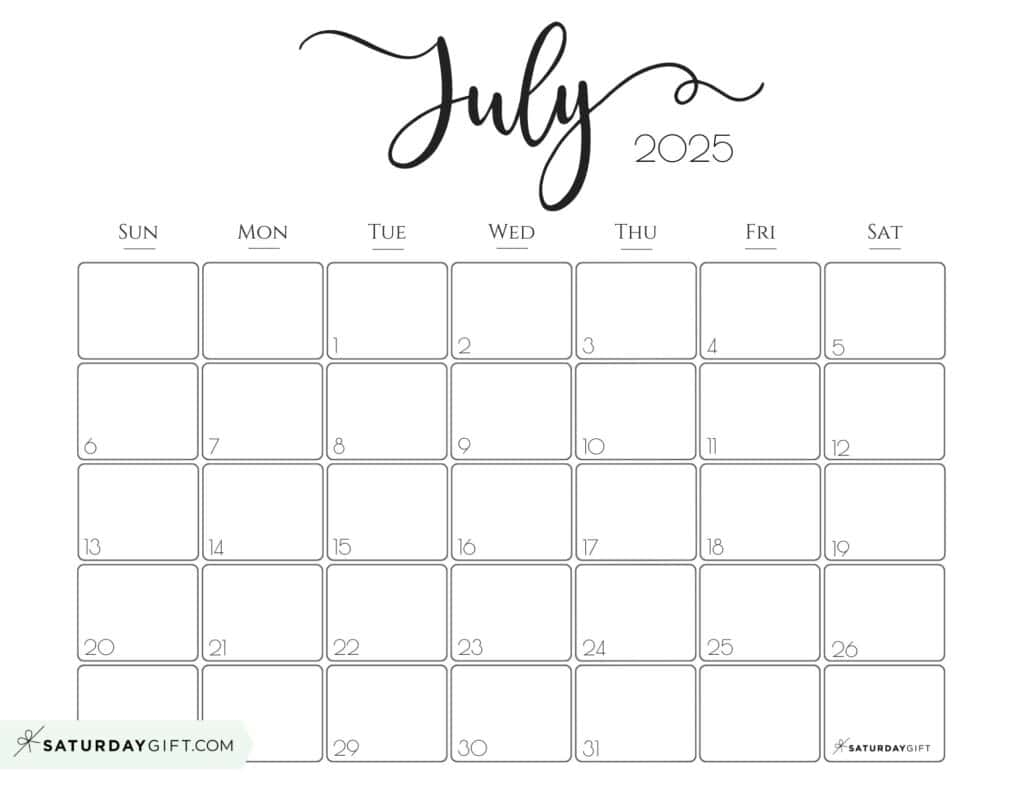 Elegant Printable Calendar 2025 By SaturdayGift Readers Favorite