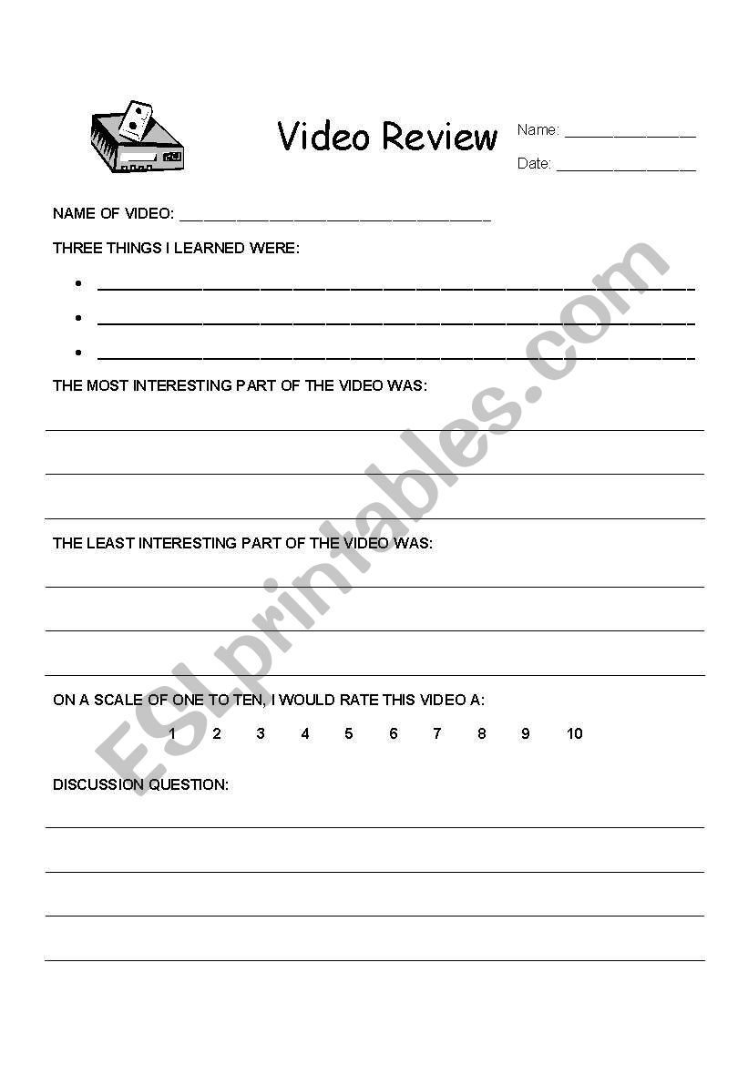 English Worksheets Video Review