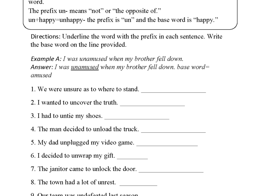 Englishlinx Prefixes Worksheets