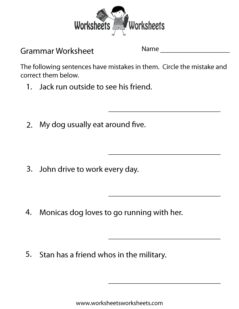 ESL Printable Grammar Worksheets And Exercises Worksheets Library