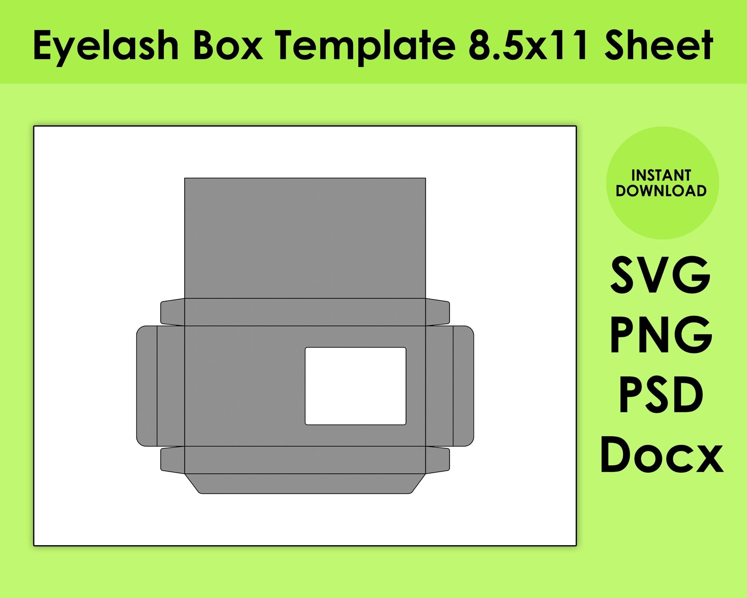 Eyelash Box Template 8 5x11 Sheet SVG PNG PSD And Docx Etsy