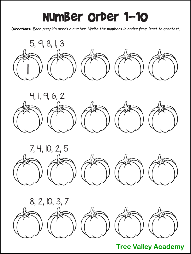 Fall Math Worksheets For Kindergarten Preschool 1st Grade
