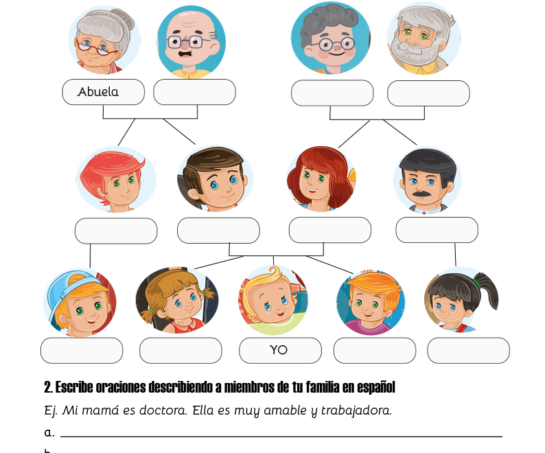 Family Tree In Spanish PDF Worksheet Spanish Learning Lab