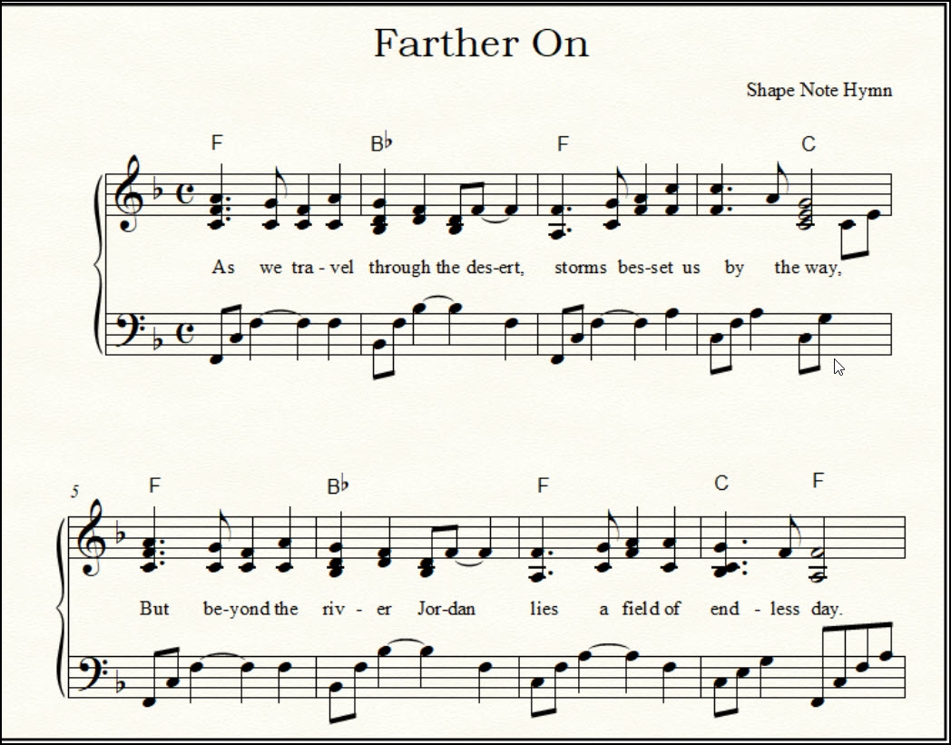 Farther On A Beautiful Shape Note Hymn Vocal Ensemble Instruments