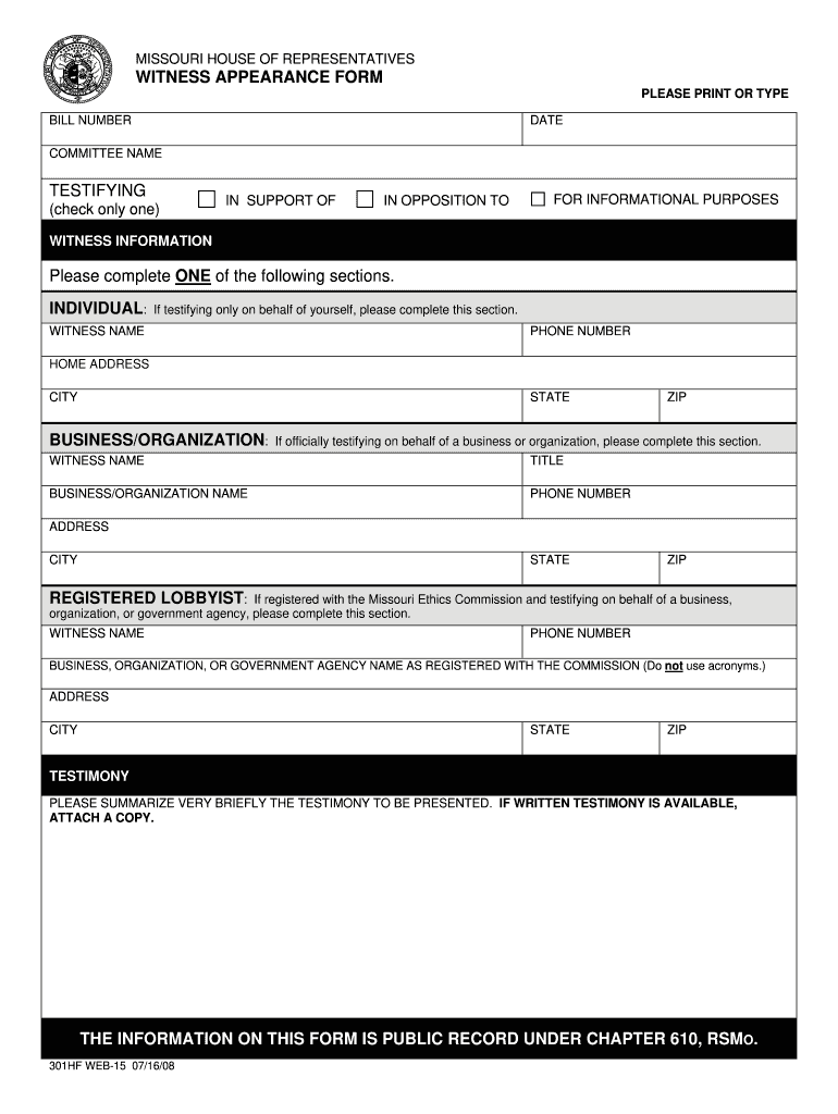 Fillable Online Extension Missouri Missouri Appearance Form Fax Email Print PdfFiller