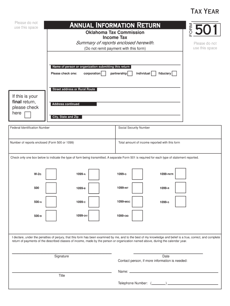 Fillable Online Oklahoma Annual Information Return Fax Email Print PdfFiller