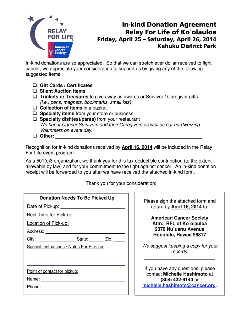 Fillable Online Relay Acsevents Donation Fax Email Print PdfFiller