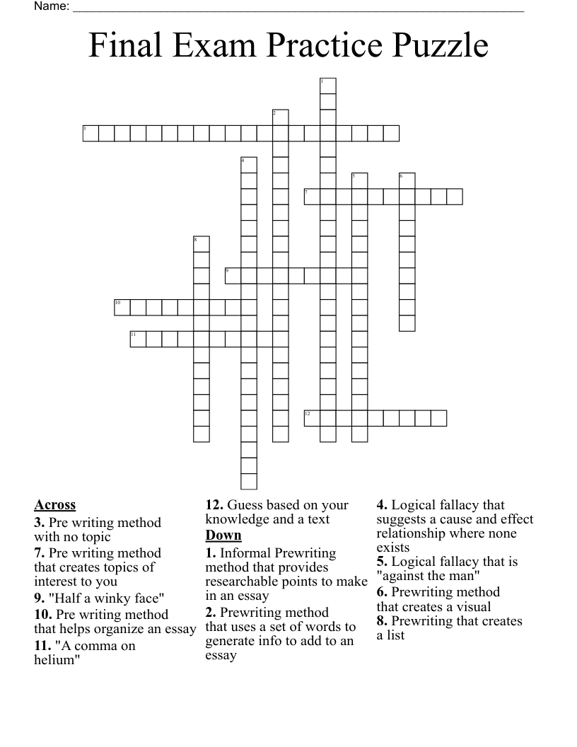 Visual Logic Puzzles Crossword Printable