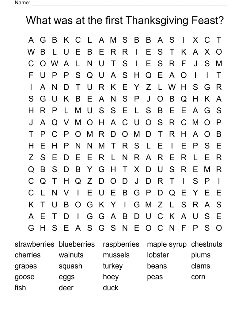 Fish Seafood Word Search WordMint