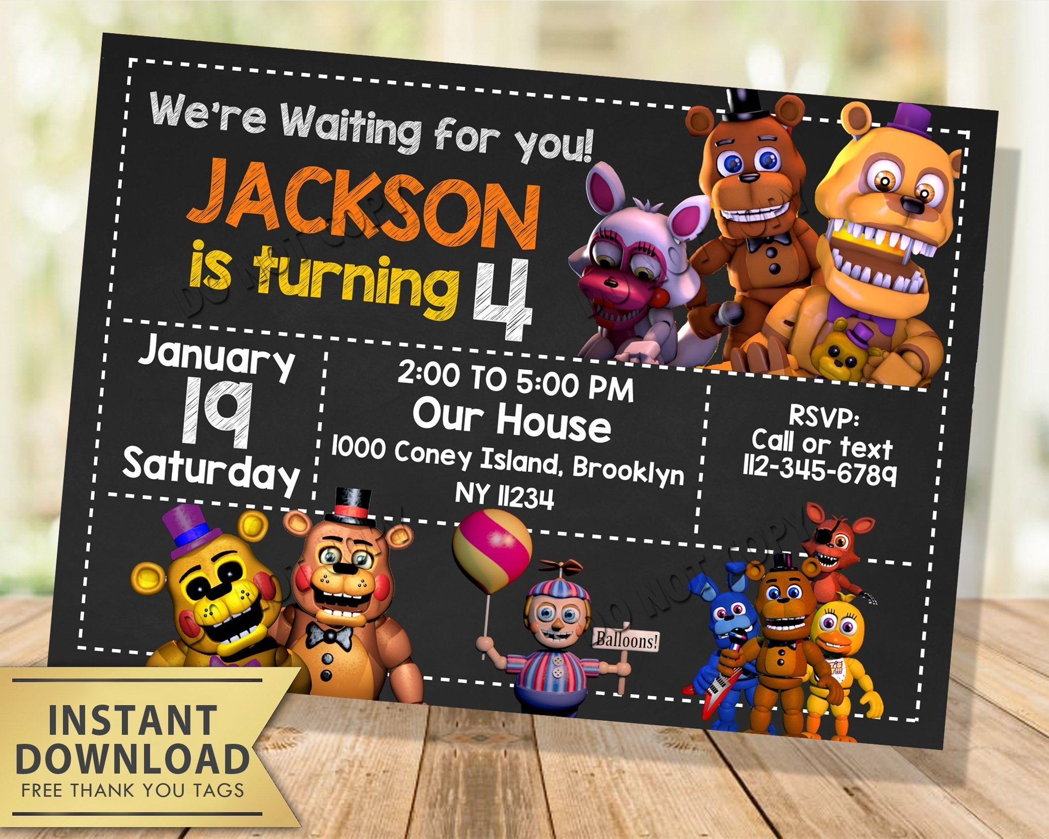 Five Nights At Freddy s Invitation My Party Templates