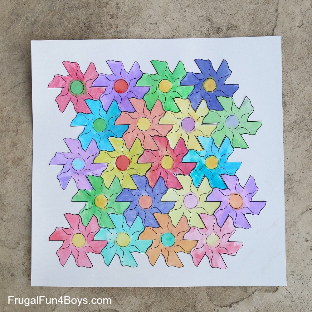 Flower Tessellation Activity For Kids with A Printable Template Frugal Fun For Boys And Girls