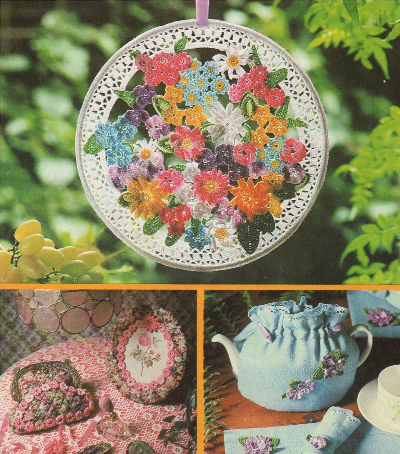 Flowers Suncatcher Crochet Pattern PDF Window Sun Catcher Crocheted Flower Embellishments Vintage Crochet Patterns For The Home Download Etsy