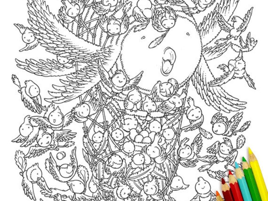 Flying Monsters Coloring Pages DIY Digital Printable Colouring Pages Ginkgo Monsters Series 5 Adult Coloring Pages Etsy
