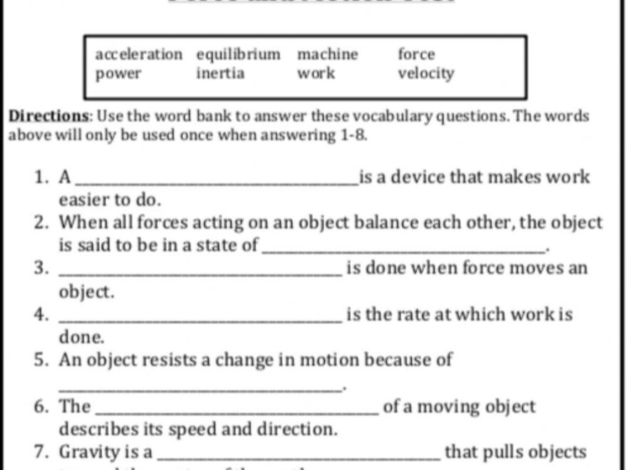 Force And Motion Live Worksheets Worksheets Library