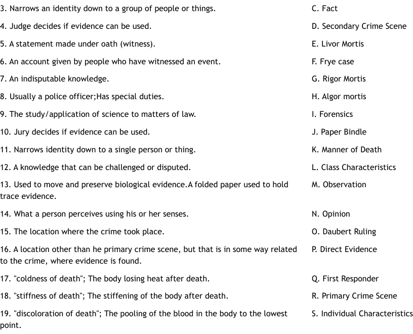 FORENSIC TERMS AND TERMINOLOGY Worksheet WordMint