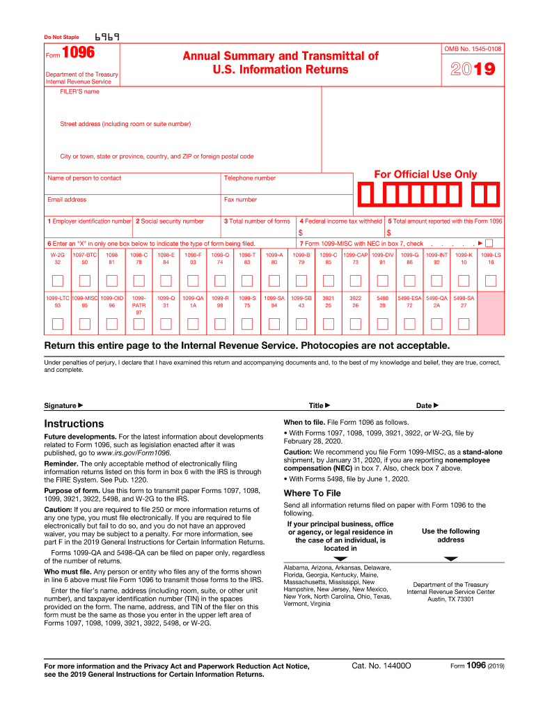 Form 1096 Pdf Fill Out Sign Online DocHub