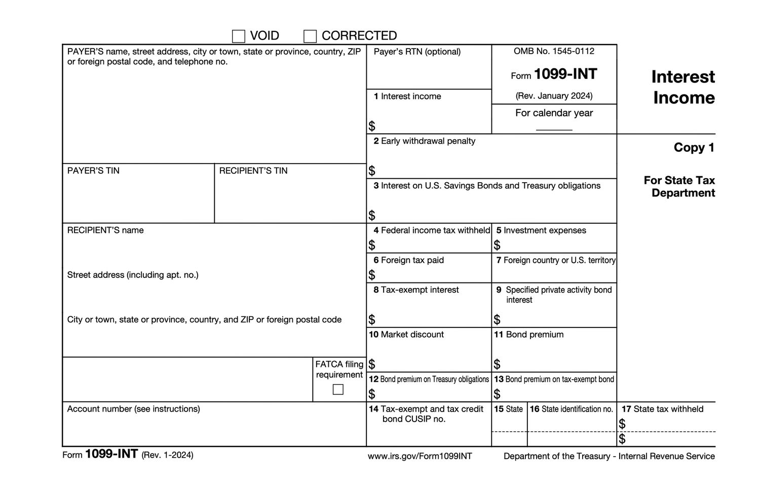Printable Irs 1099-Int Forms