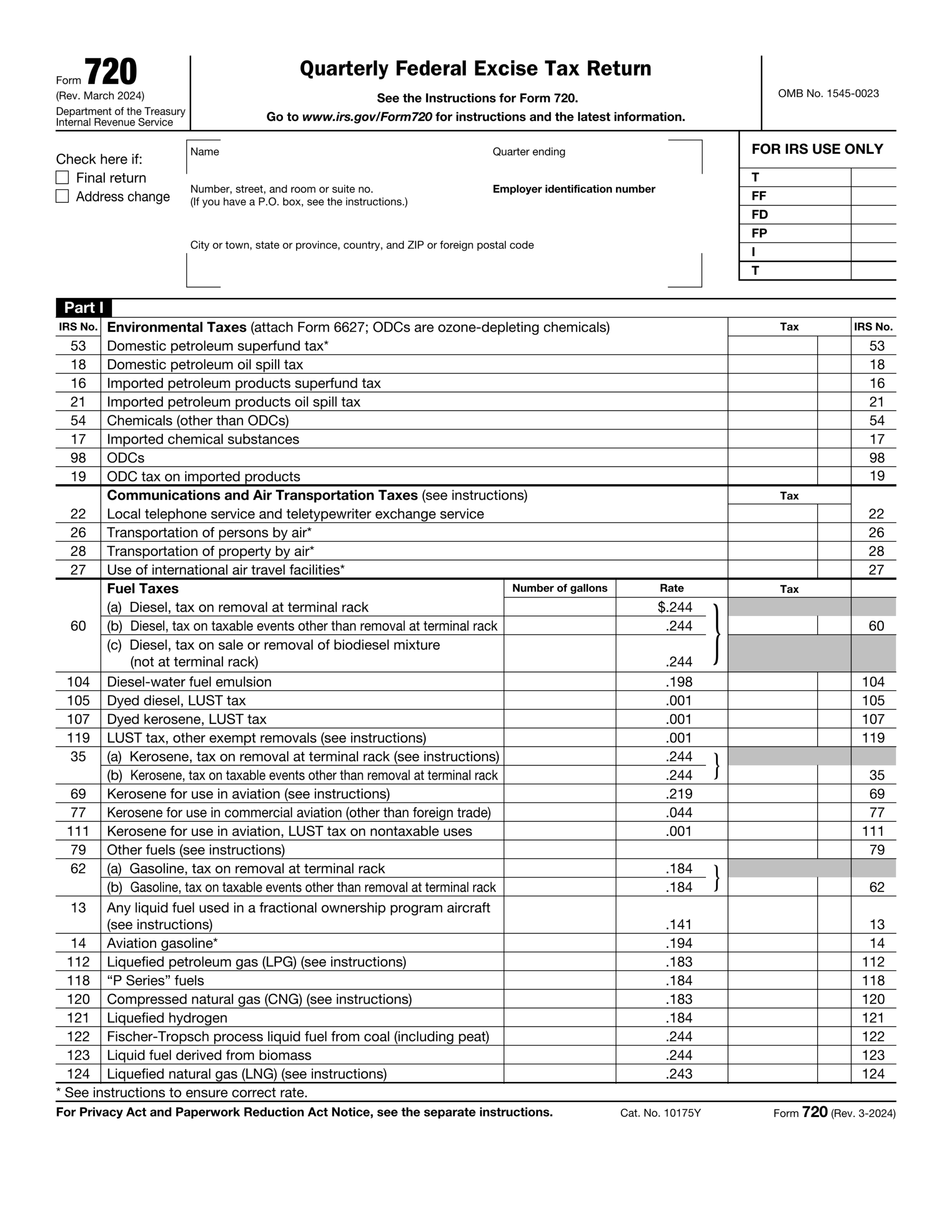Irs Form 720 Printable