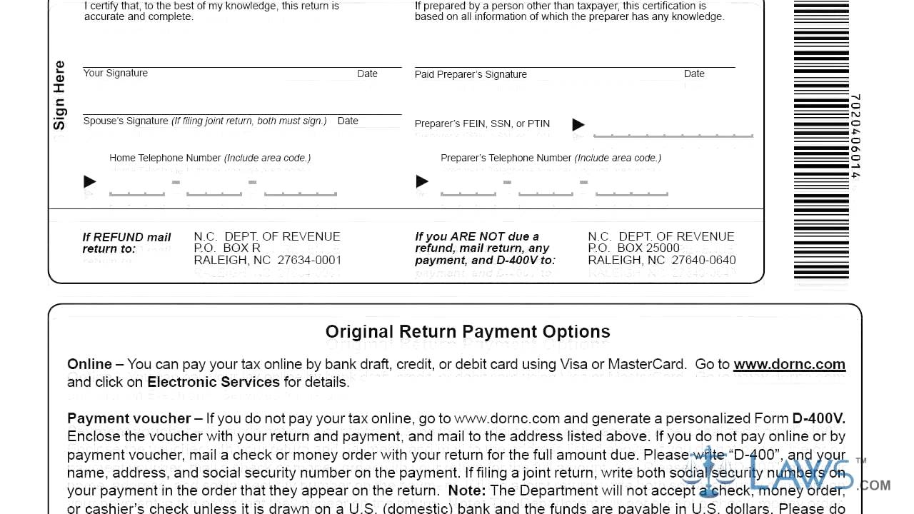 Form D 400 Individual Income Tax Return YouTube