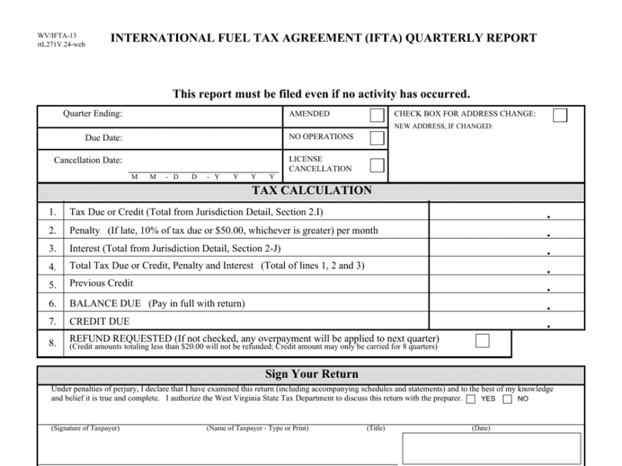 Form WV IFTA 13 Fill Out Sign Online And Download Printable PDF West Virginia Templateroller