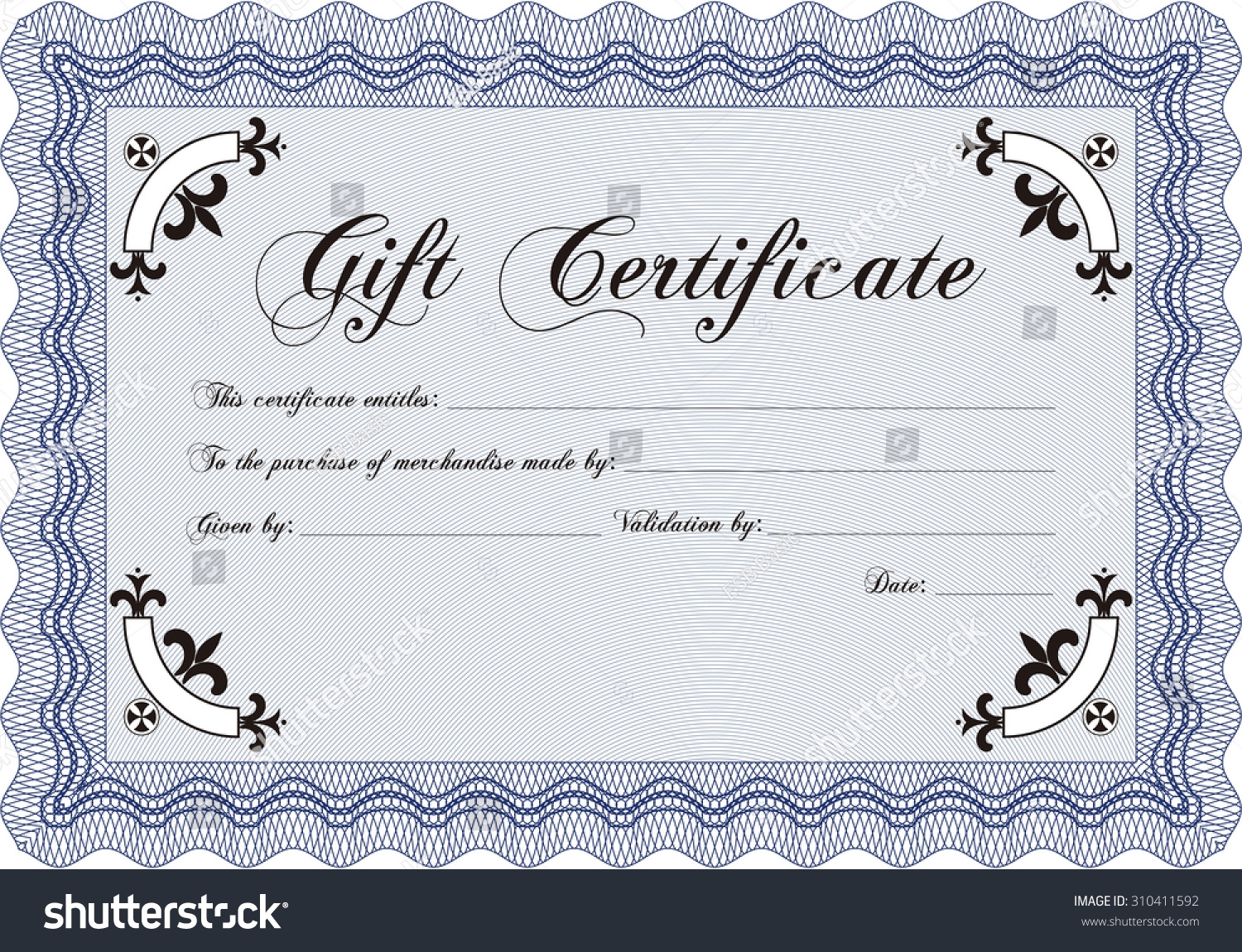 Formal Gift Certificate Template Border Frame Stock Vector Royalty Free 310411592 Shutterstock