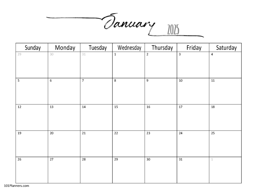 FREE 2025 Calendar Template Word Instant Download