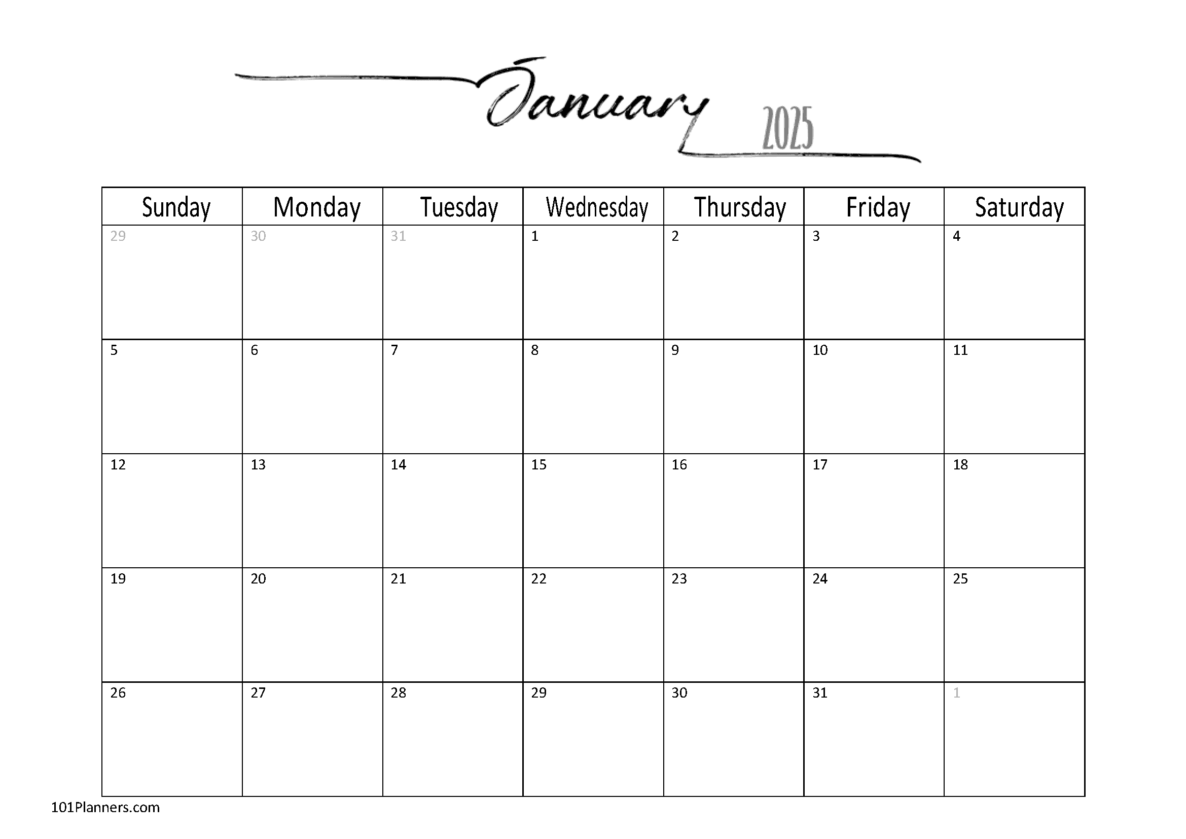 FREE 2025 Calendar Template Word Instant Download