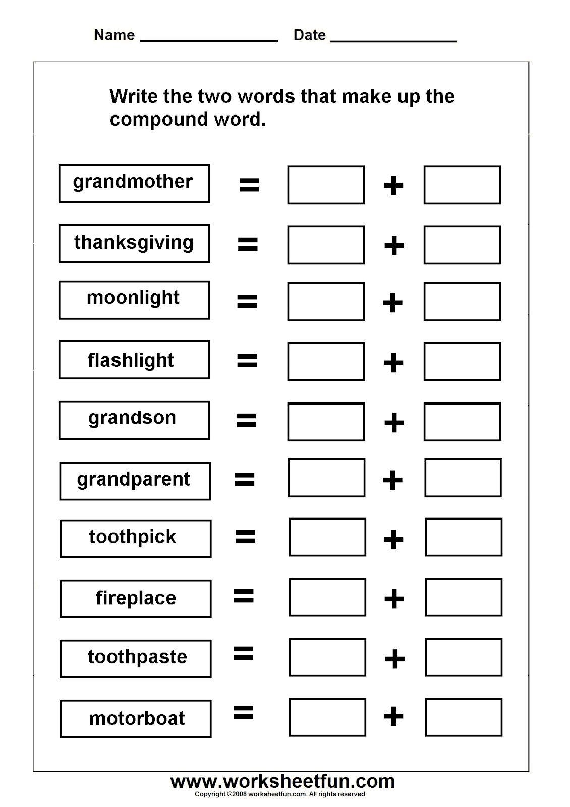 Free 2nd Grade Compound Words Worksheets Compound Words Worksheets Library