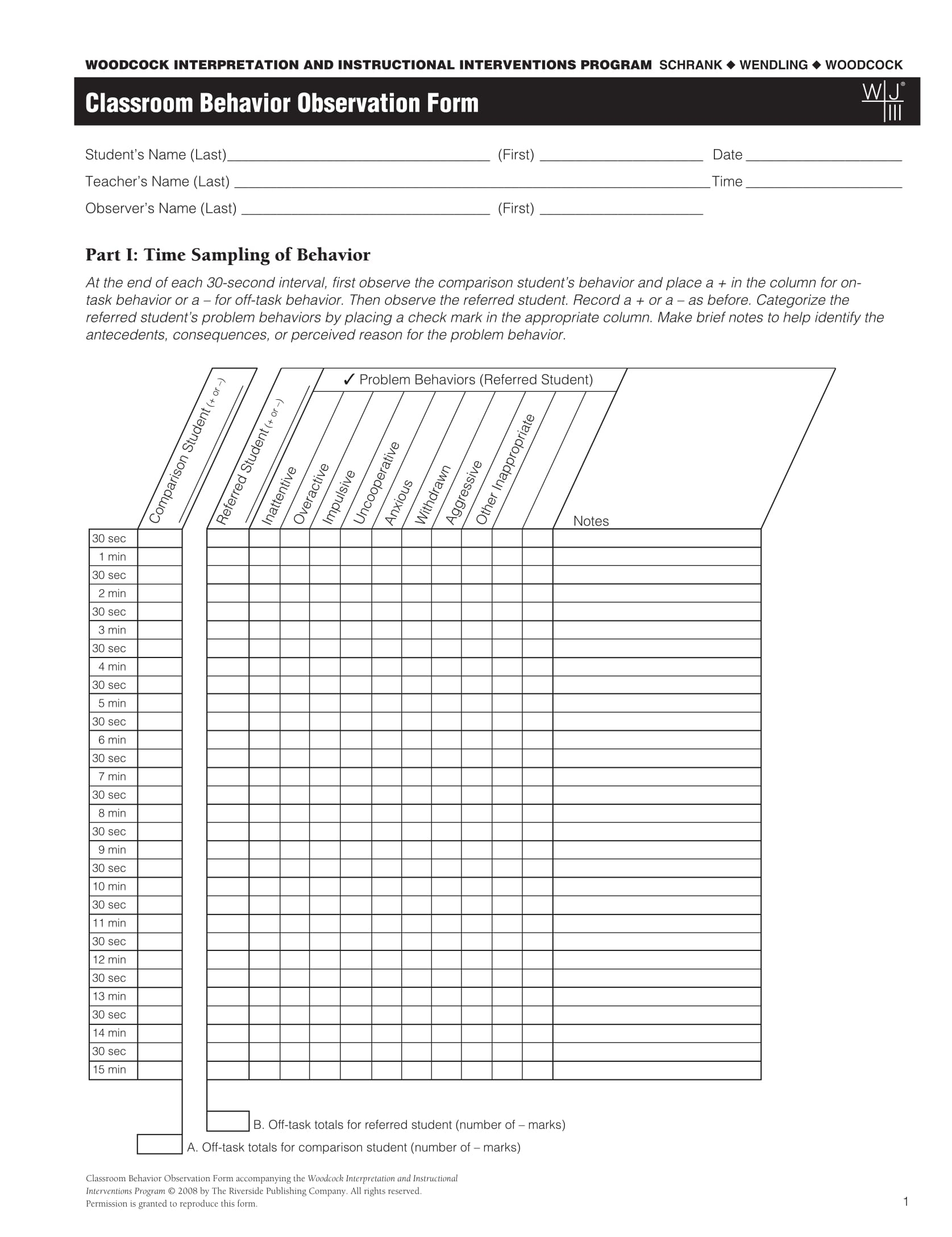 FREE 8 Behavior Observation Form Samples PDF MS Word Google Docs