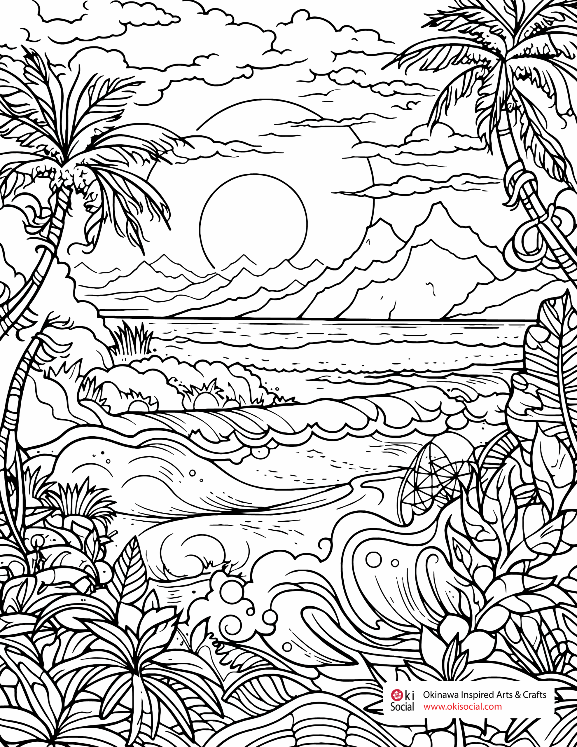 Beach Coloring Sheets Printable Adult
