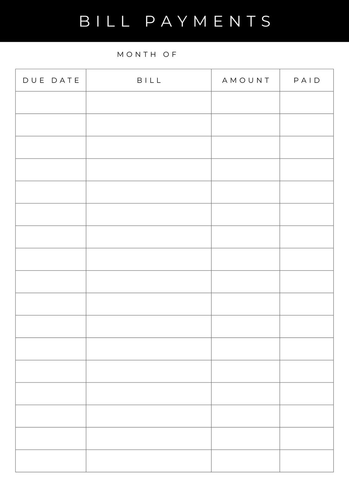Free Printable Yearly  Budget Forms