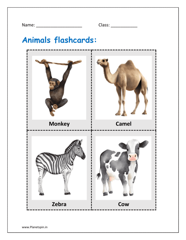 Free Animals Flashcards For Kindergarten Planetspin in