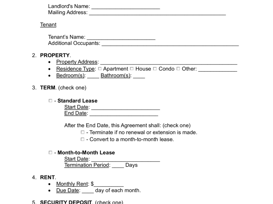 Free Arizona Lease Agreement Templates 6 PDF Word EForms