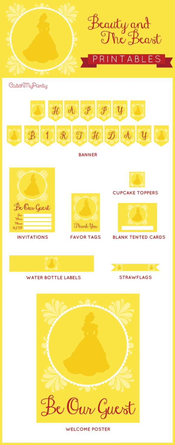 Free Beauty And The Beast Printables For Birthday Parties The Catch My Party Blog