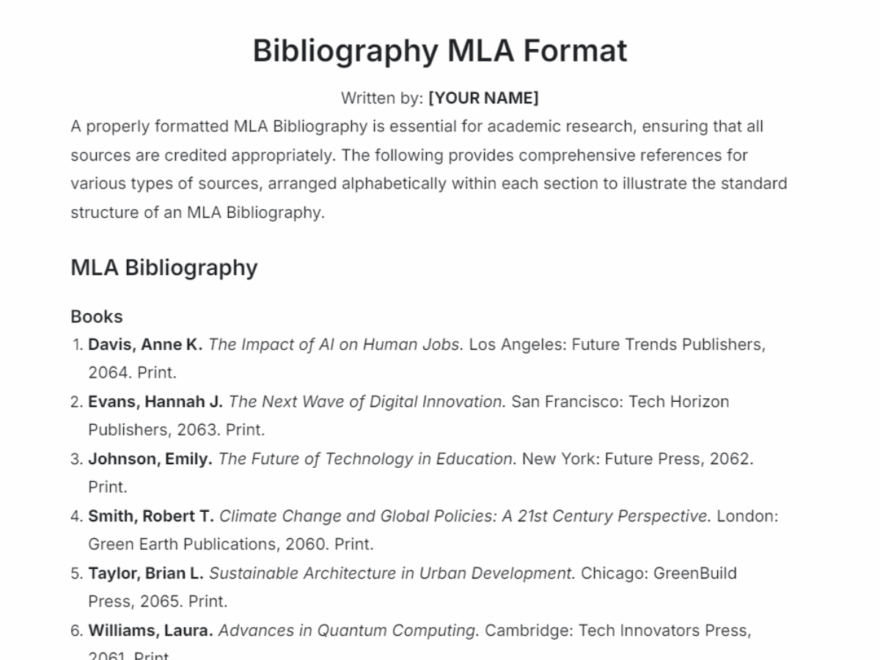 Free Bibliography Templates To Edit Online Print