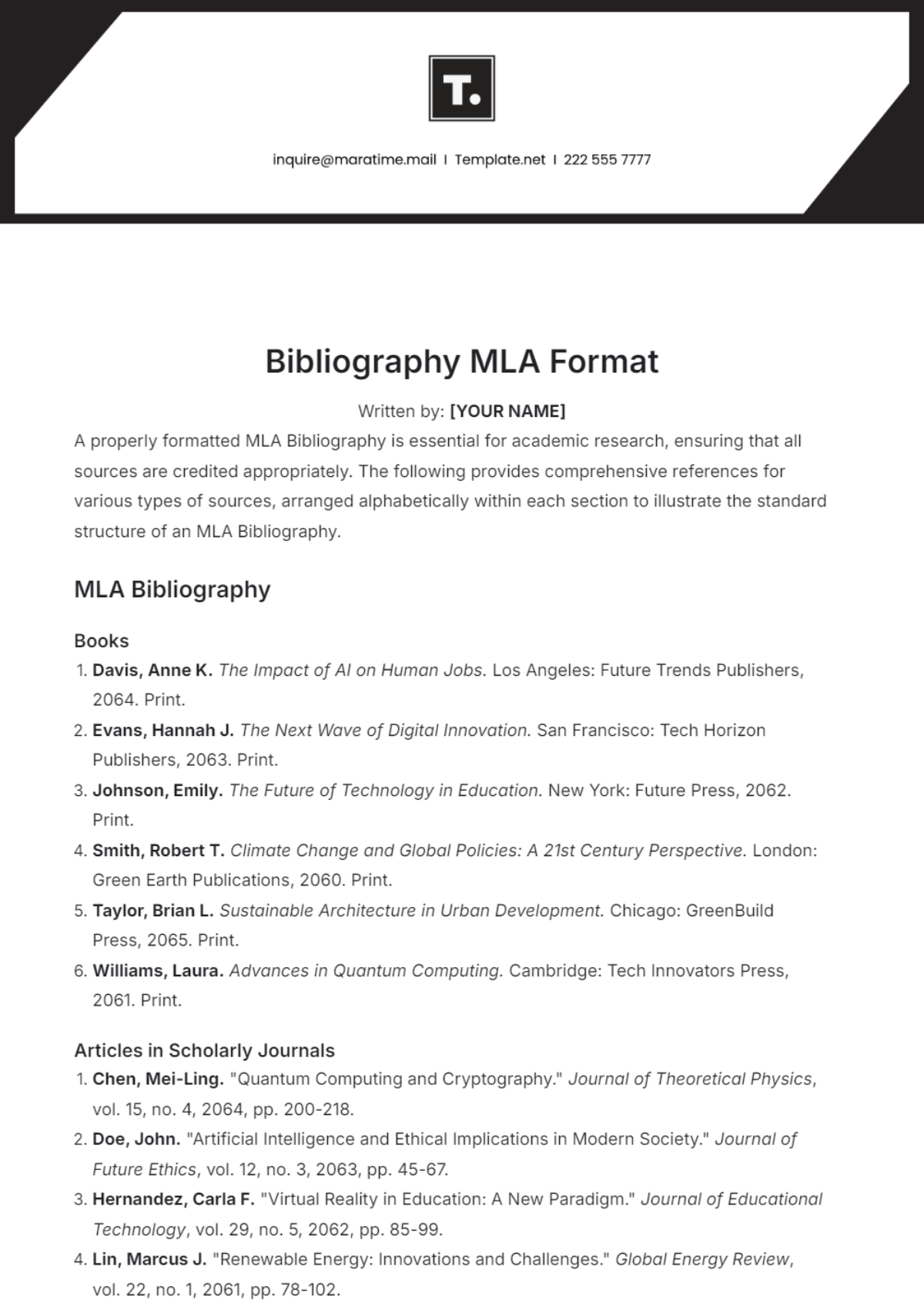 Free Bibliography Templates To Edit Online Print