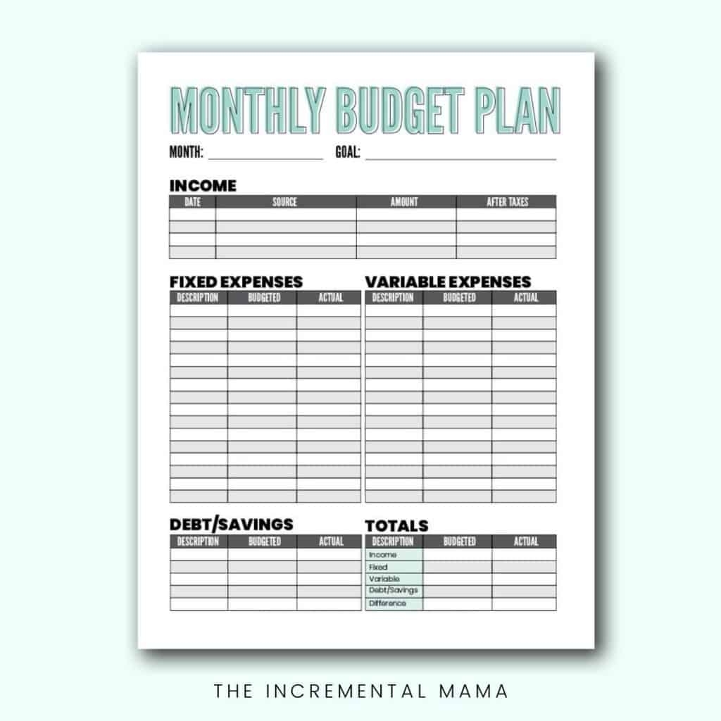 Simple Household Budget Template Printable