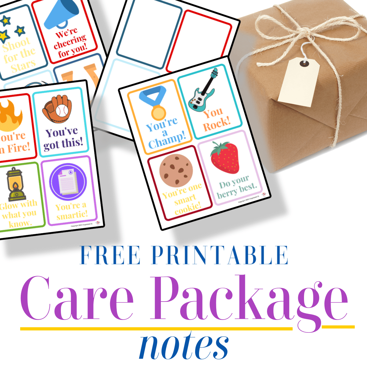 Free Care Package Notes Organized 31