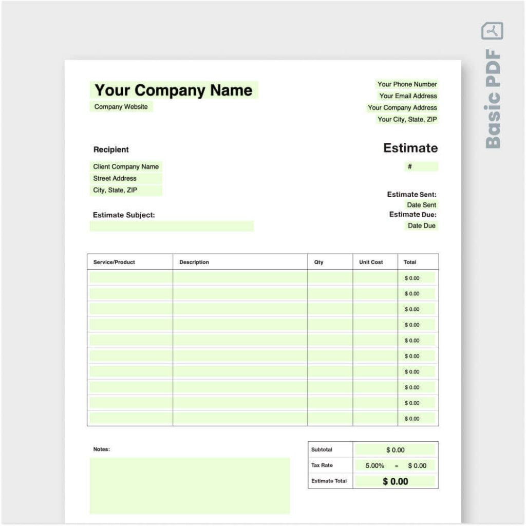Free Printable Cleaning Estimate Template