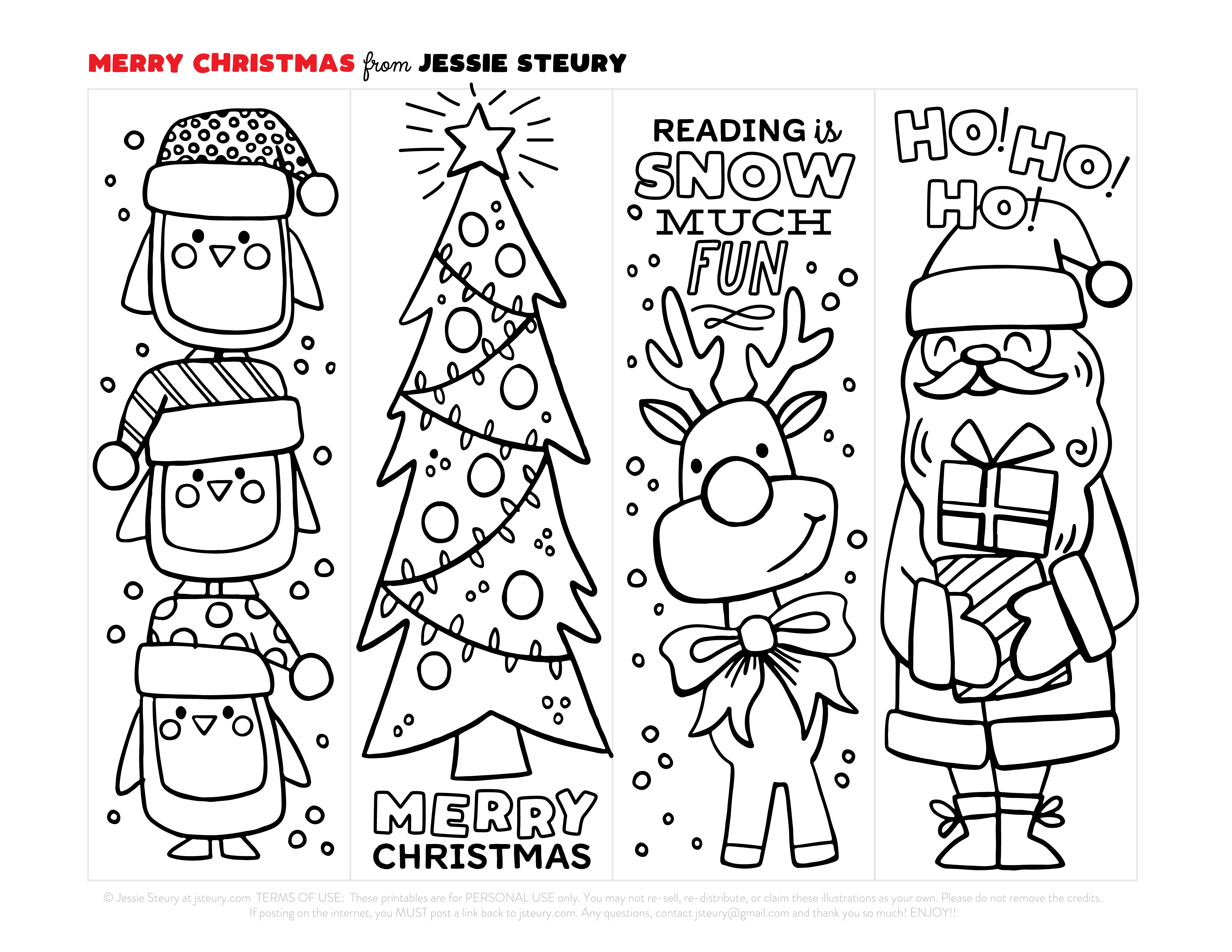 Free Christmas Coloring Bookmarks Jessie Steury