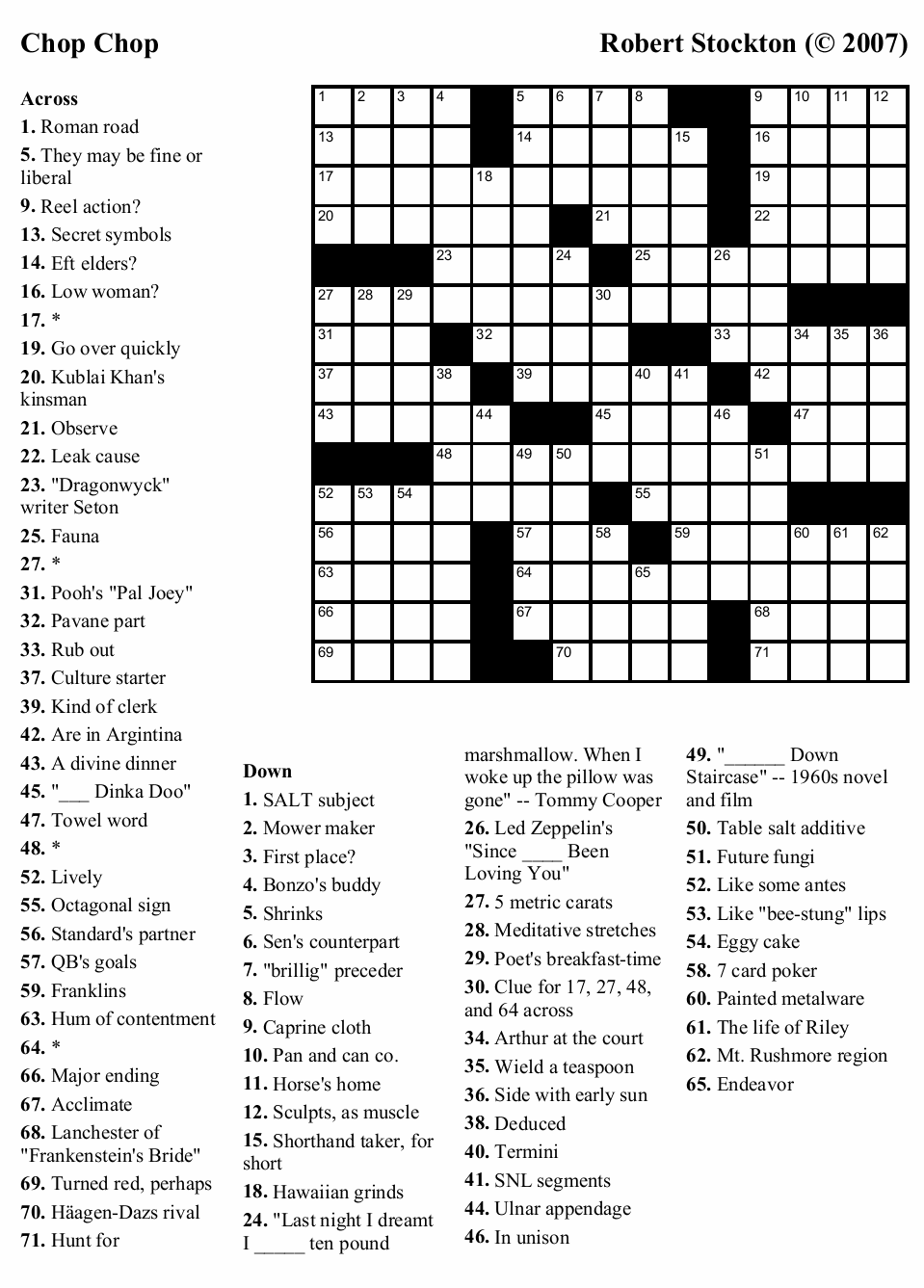 Free Crossword Puzzle 27 Chop Chop Beekeeper Crosswords