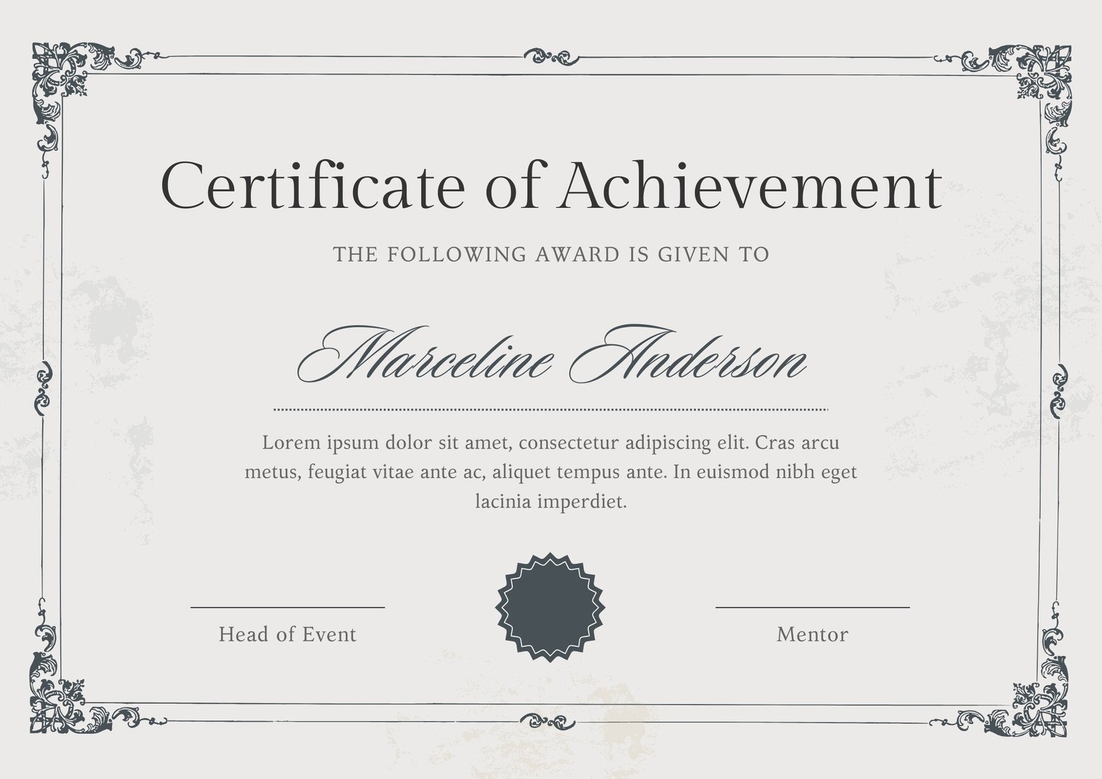 Printable Certificates Of Achievement Free