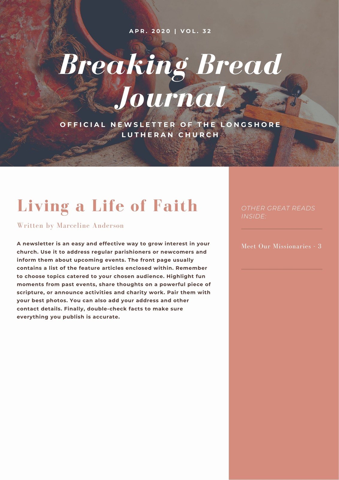 Free Custom Printable Church Newsletter Templates Canva