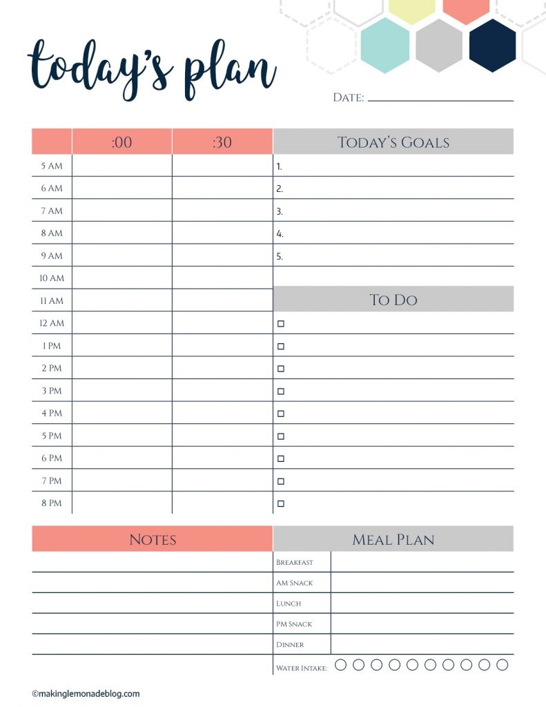 Day Planner Printable Template