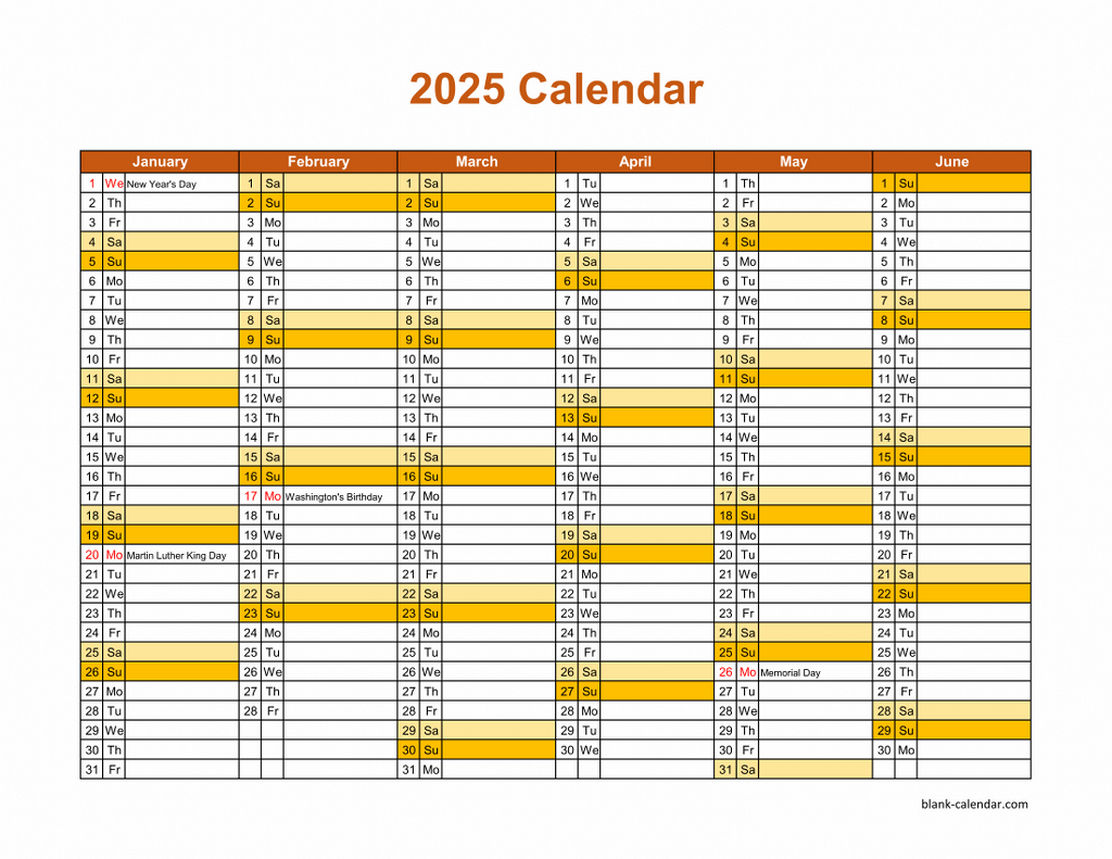 2025 Blank Monthly Calendar Printable