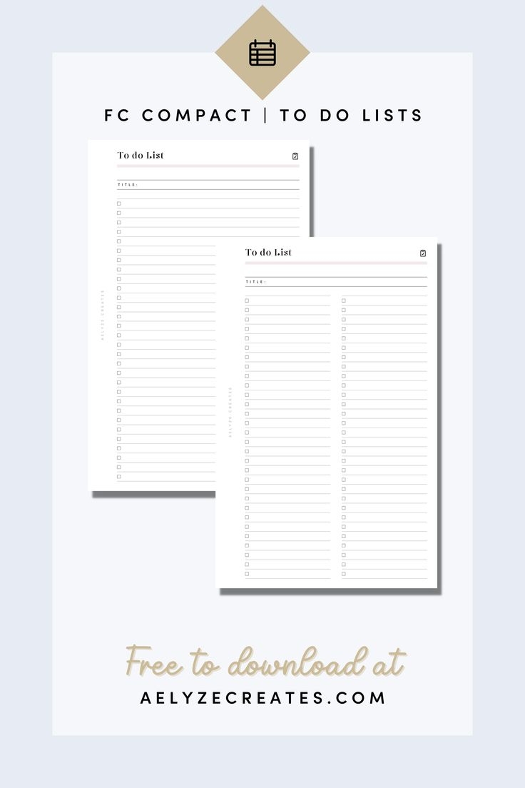 Free FC Compact Printable Planner Pages To Do Lists