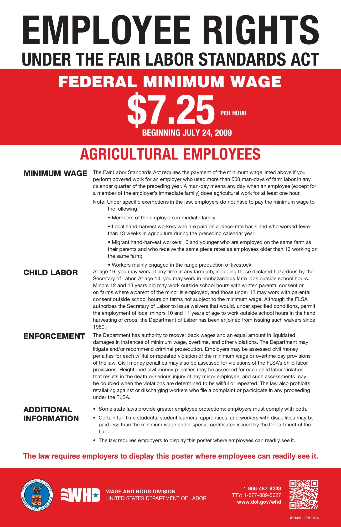 Free Federal Agricultural Employees Labor Law Poster 2025