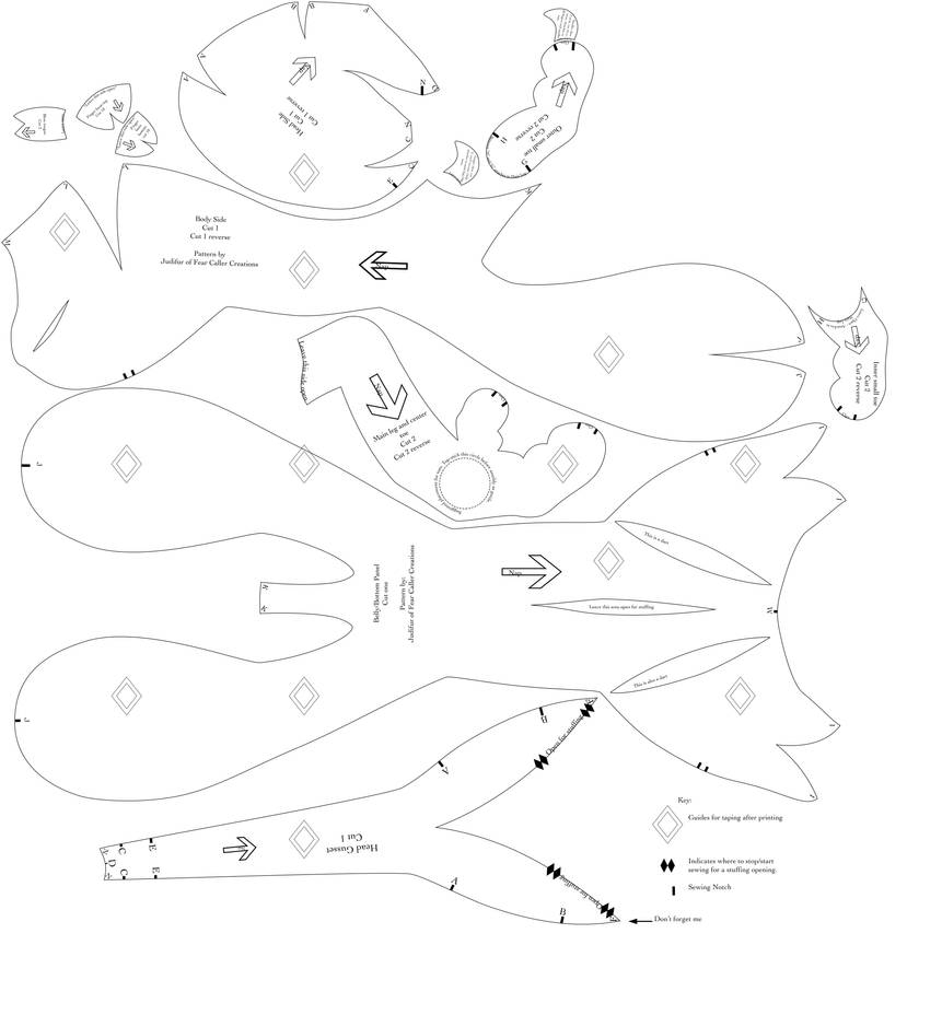 Printable Free Floppy Stuffed Dragon Sewing Pattern