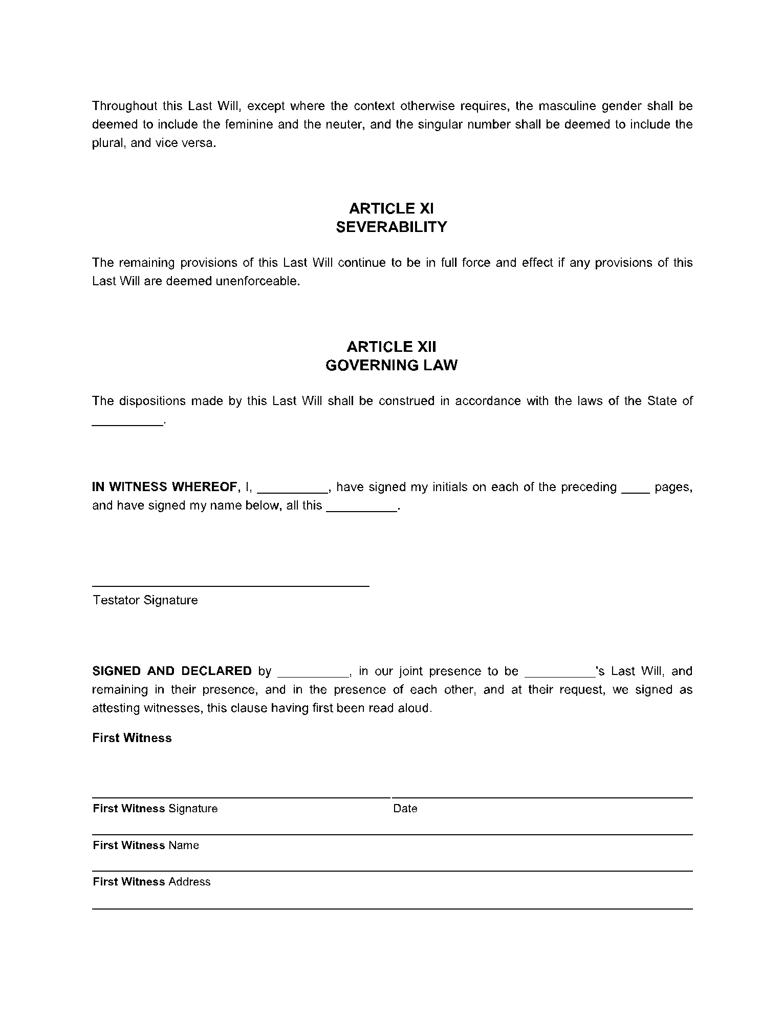 Free Georgia Last Will And Testament Form CocoSign