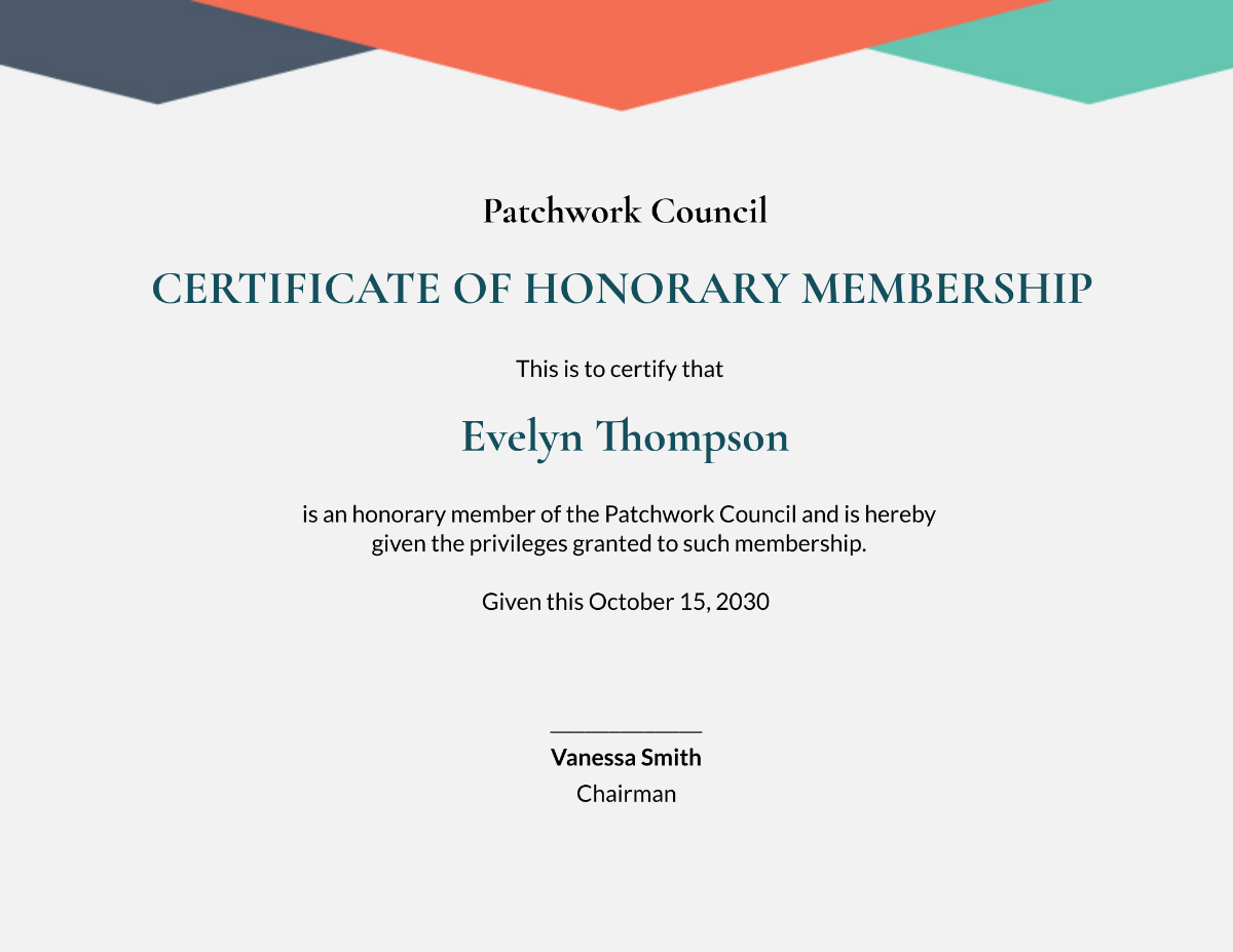 Free Honorary Member Certificate Template To Edit Online